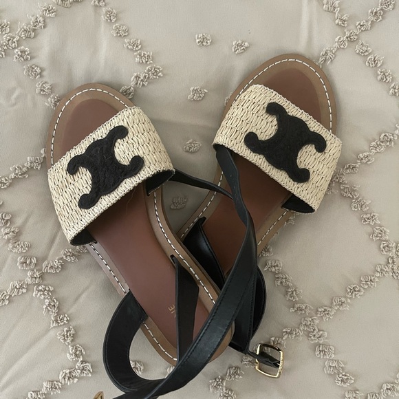 Celine Black and Cream Sandals - Picture 1 of 4